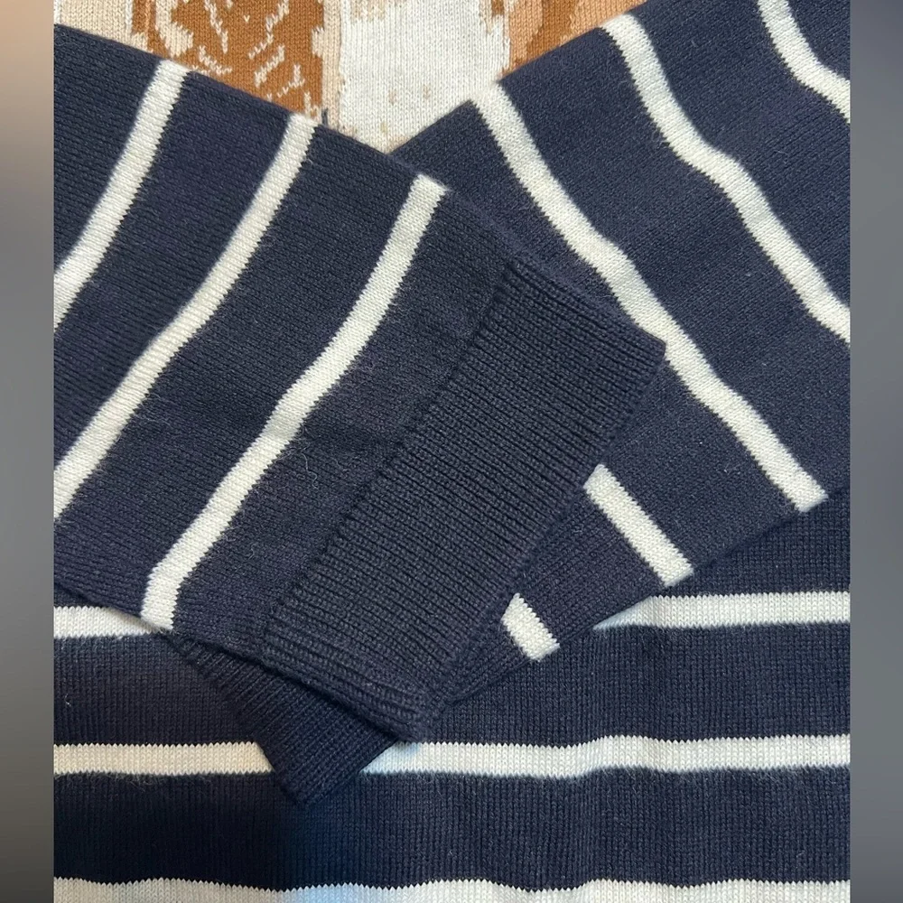 Talbots Navy Striped CORGI Dog Sweater - Size Small